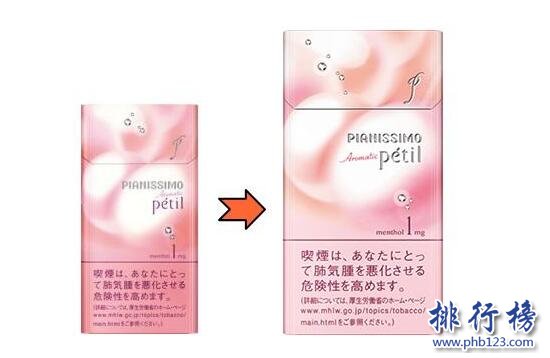 Pianissimo烟价格表图,日本碧丝梦香烟价格排行榜(2种)