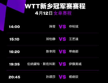 今天WTT新乡乒乓球冠军赛视频直播观看入口 CCTV5/5+直播平台（4月12日）